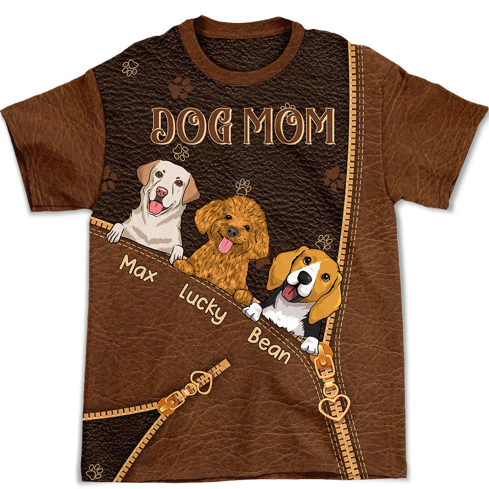 Customizable Dog Mom All-over-print Zipper T-shirt