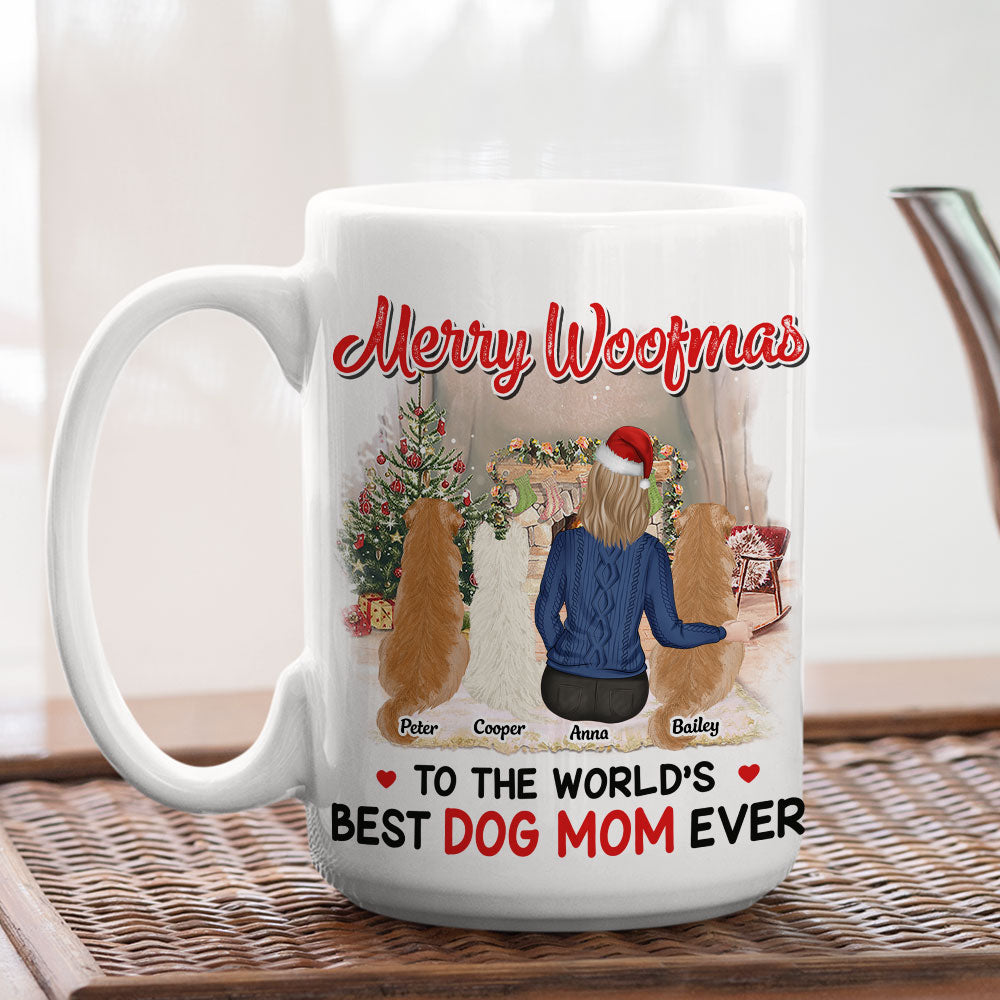 Personalized Merry Woofmas Custom Coffee Mug for Dog Moms