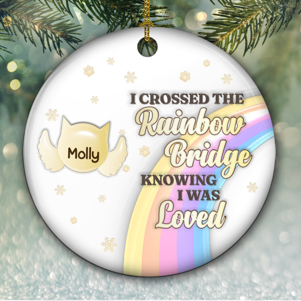 Personalized 3D Inflated Effect Custom Ceramic Christmas Ornament - Crossed The Rainbow Bridge
