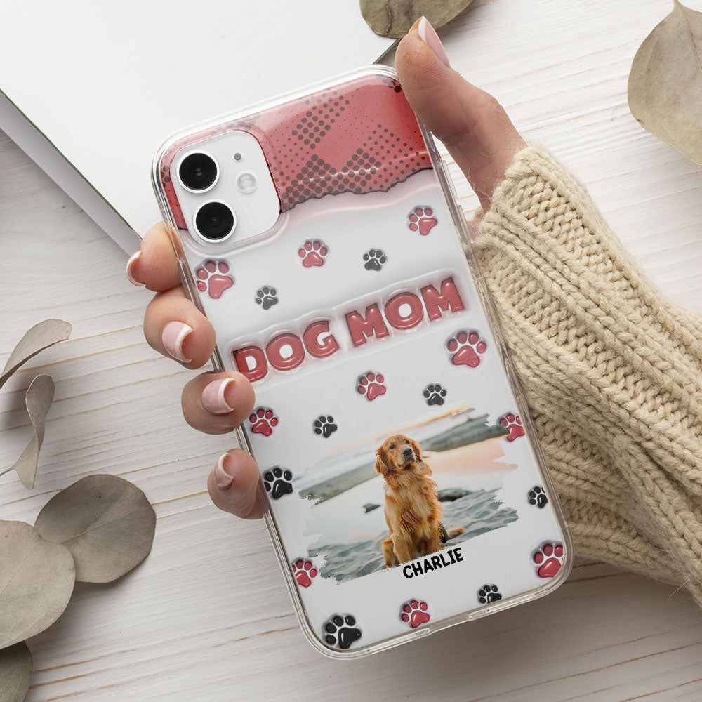 Customizable 3D Inflated Effect Personalized Dog Mom Photo Phone Case - Version 2
