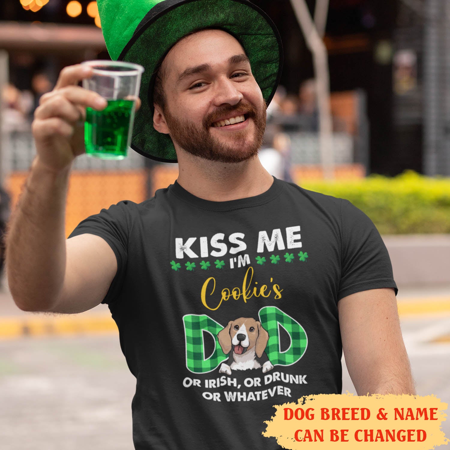 Customizable Kiss Me Dog Mom/Dad Unisex T - shirt for St. Patrick's Day