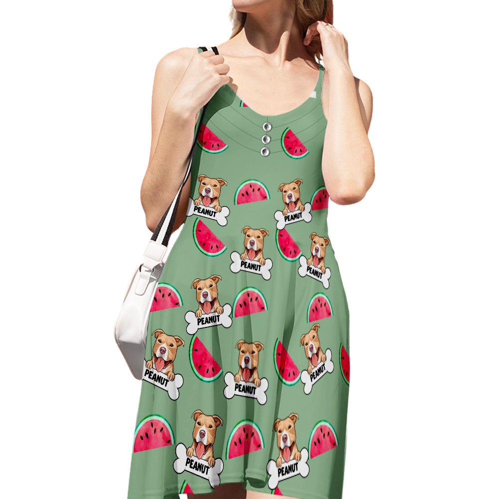 Personalized Dog - Themed Watermelon Strap Dress for Pet Lovers
