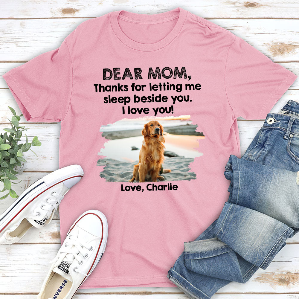 Personalized Custom Sleep Beside Pet Premium T - shirt for Pet Lovers
