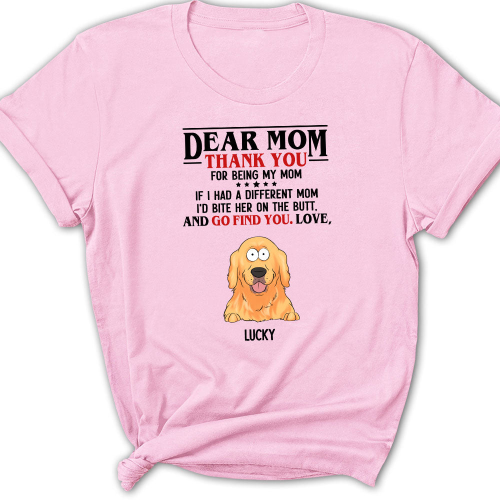 Personalized 'Thank You For Being My Mom' Women's T - shirt: Ideal Gift for Pet Lovers