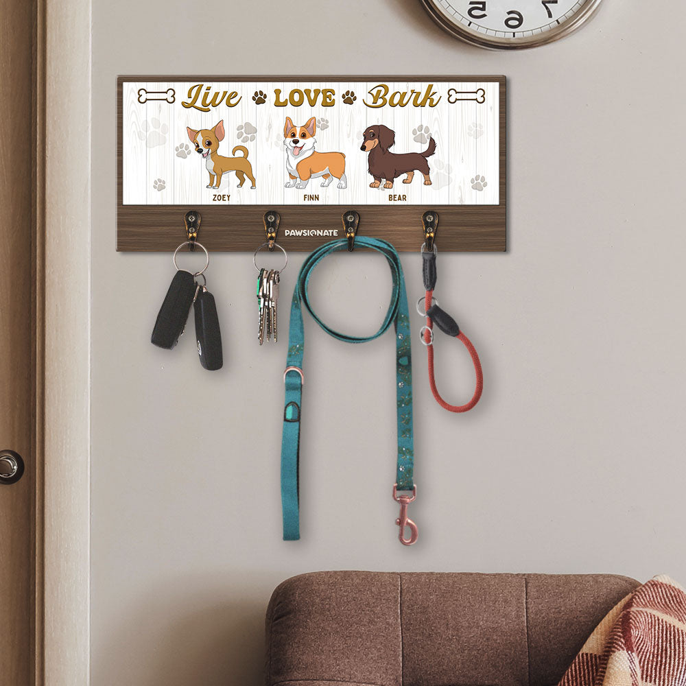 Live Love Bark - Unique Personalized Custom Wooden Key Holder for Pet Lovers
