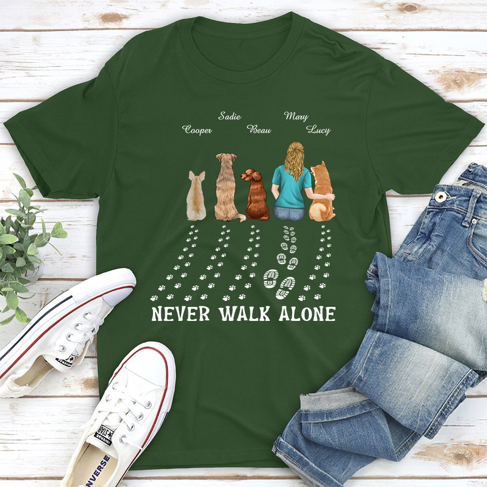 Never Walk Alone - Customizable Unisex Personalized Pet Lover T-shirt