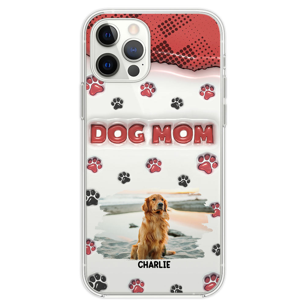 Customizable 3D Inflated Effect Personalized Dog Mom Photo Phone Case - Version 2