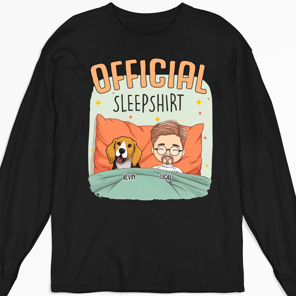 Personalized Custom Long Sleeve T-shirt - Sleep With My Dog Design