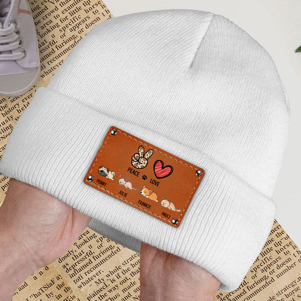 Peace Love Dog - Customizable Personalized Baby Beanie for Fall and Winter