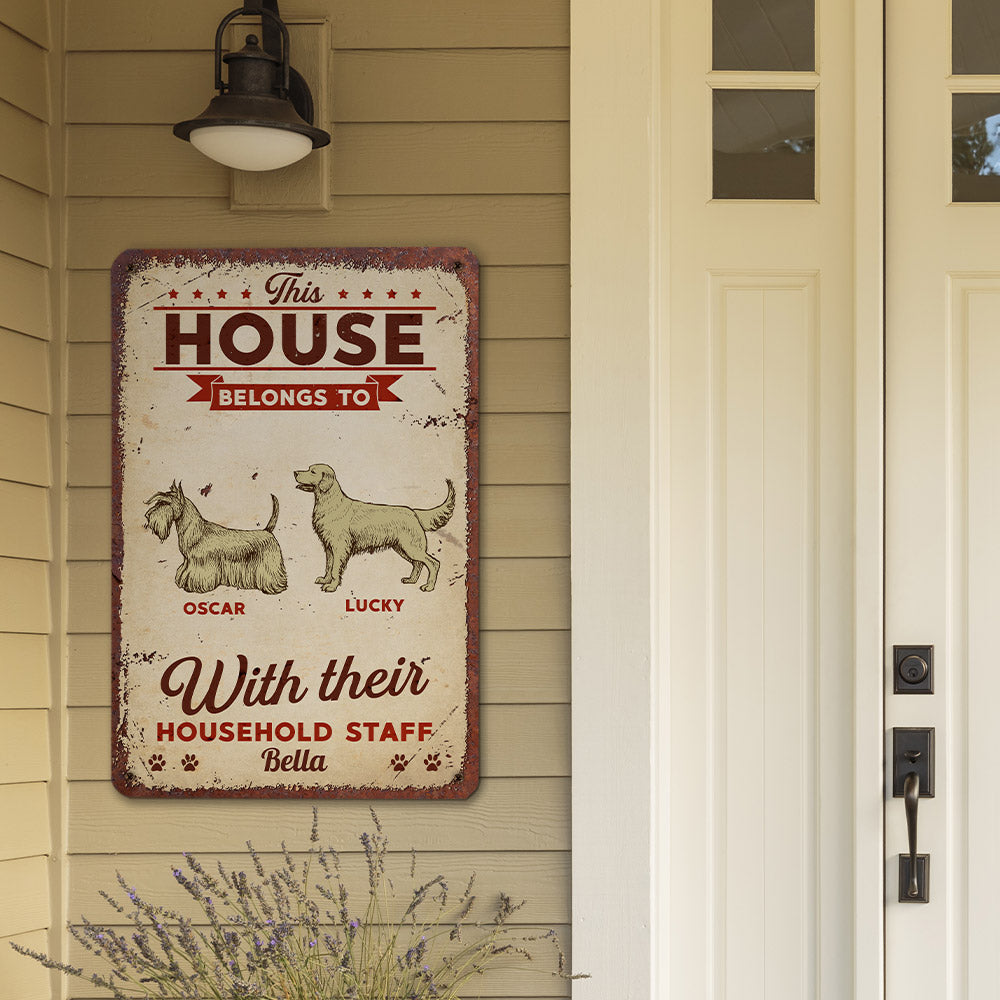 Personalized Custom 'This House Belongs To' Metal Sign for Dog Lovers