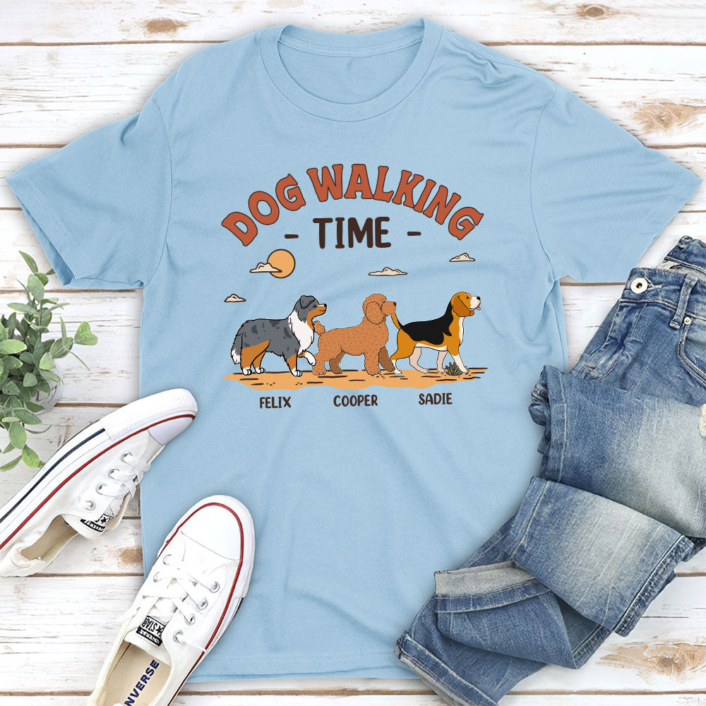 Personalized Unisex Dog Walking Time T-shirt - Ideal Gift for Pet Lovers