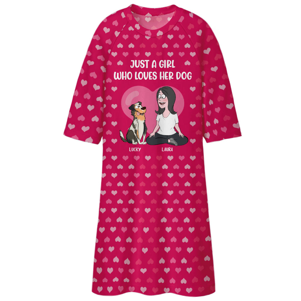 Personalized Custom 3/4 Sleeve Dog - Loving Girl Dress