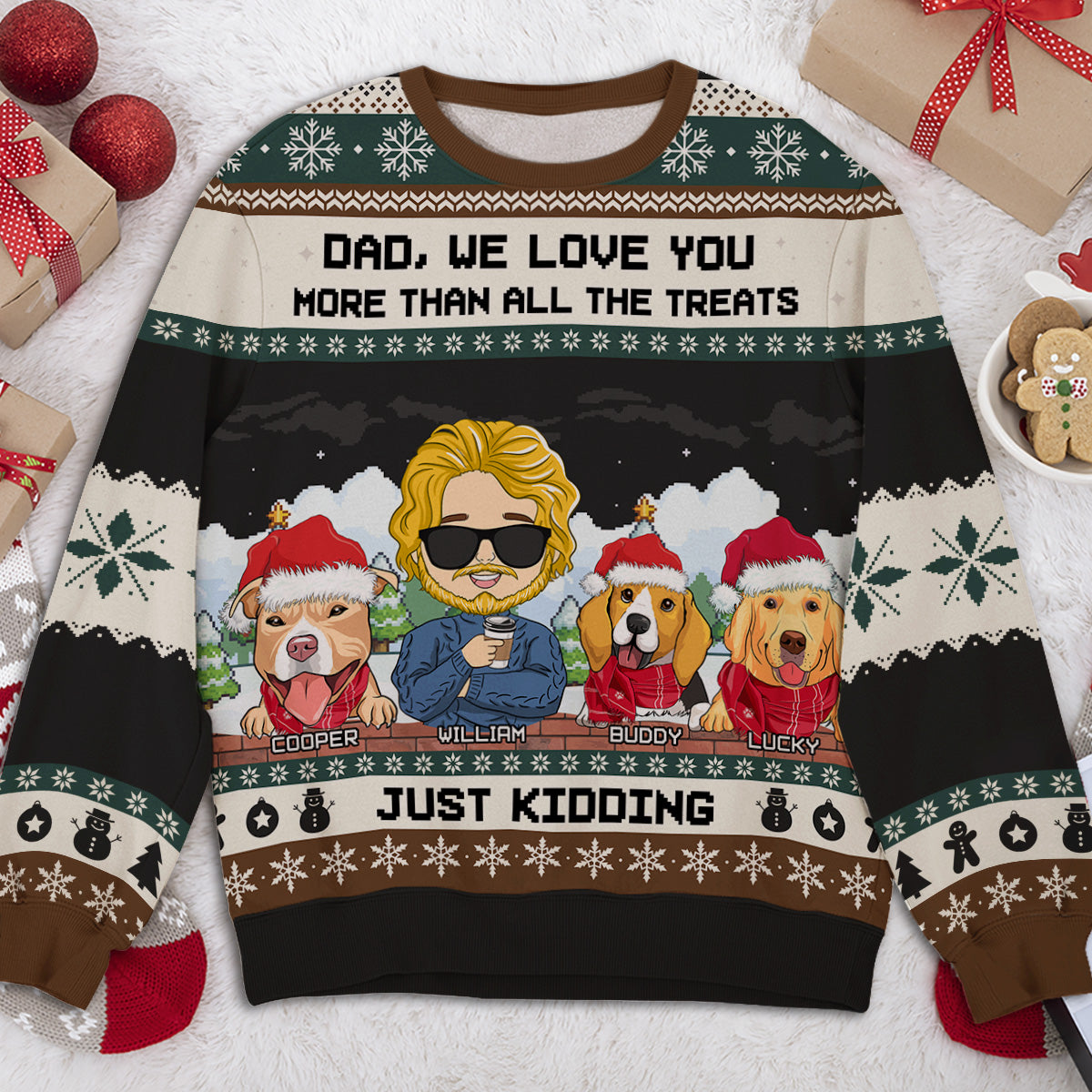 Just Kidding - Customizable All-Over Print Personalized Sweatshirt for Pet Lovers