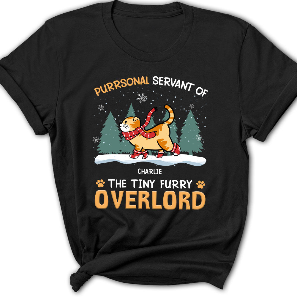 Customizable Personalized Women's T-shirt: Servant Of Tiny Overlords for Pet Lovers
