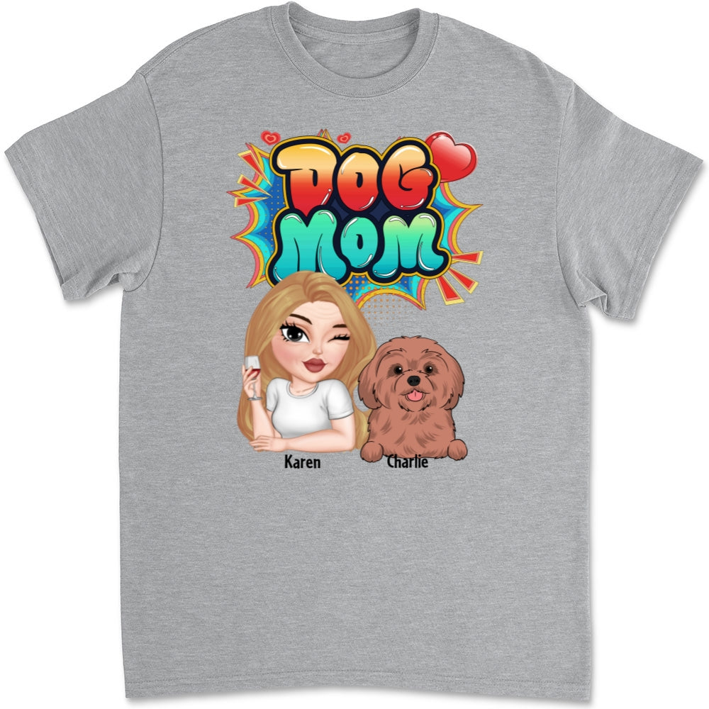 Sweet Dog Mom - Personalized Custom Unisex Cotton T-Shirt for Pet Lovers