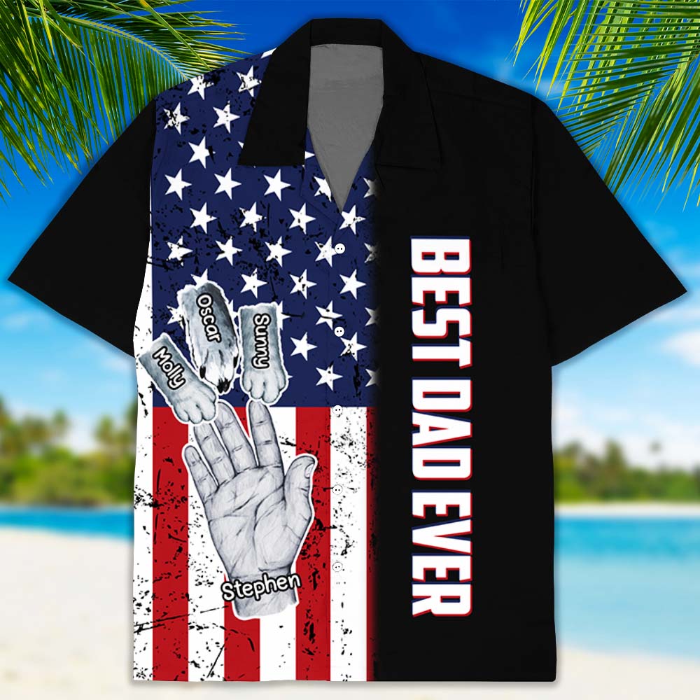 Dad's Personalized Custom Hawaiian Shirt with Pet Design