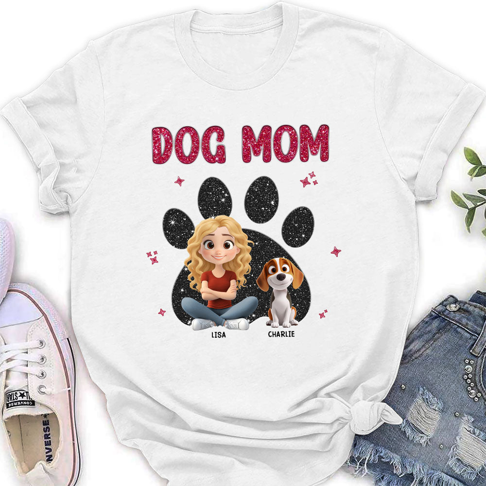 Personalized Custom Dog Mom Black Blink Women's T-Shirt - Ideal Gift for Pet Lovers