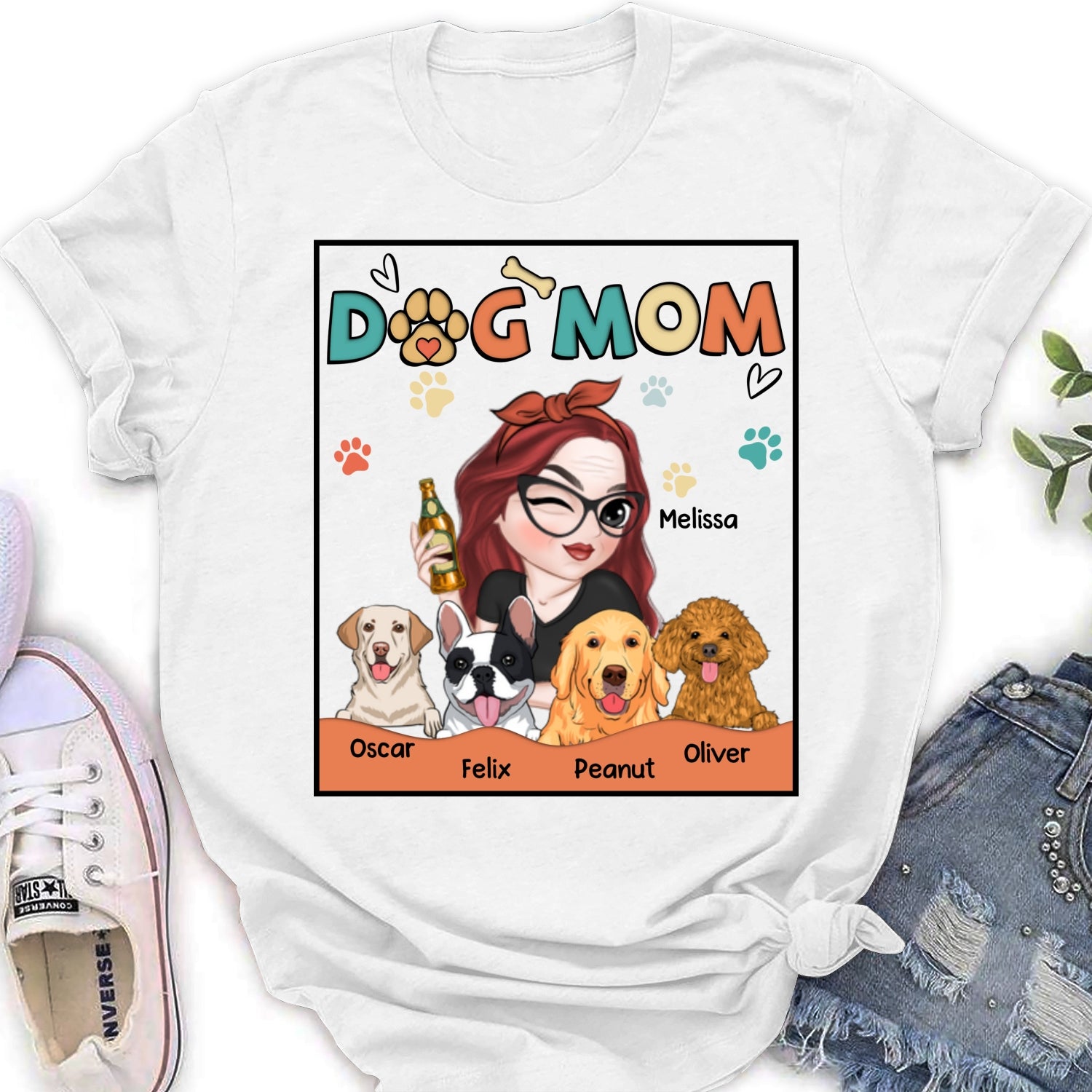 Customizable Lovely Dog Mom Women's T-shirt - Ideal Gift for Pet Lovers