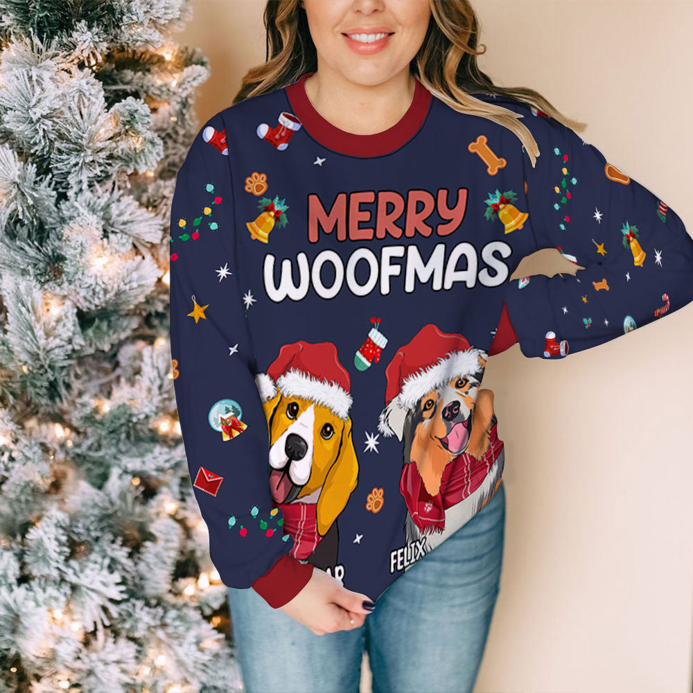 Woofmas Personalized Custom All-Over Print Dog Lover Sweatshirt