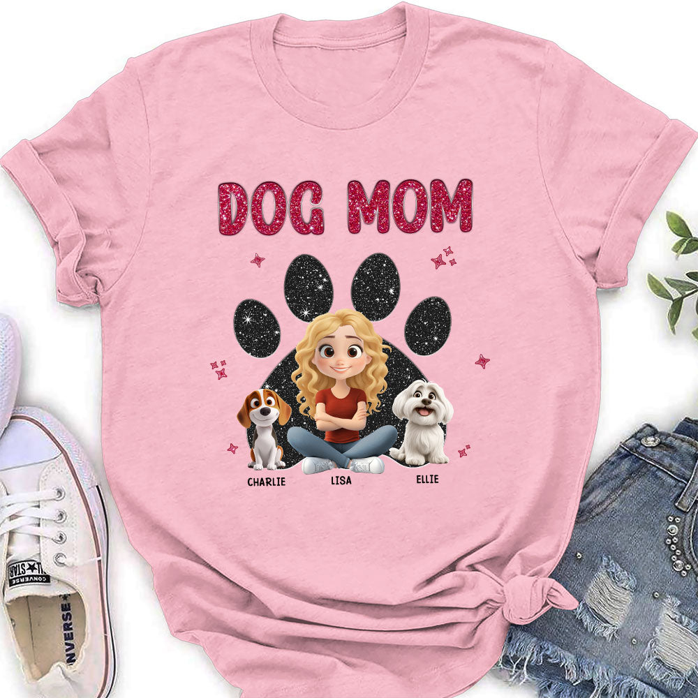Personalized Custom Dog Mom Black Blink Women's T-Shirt - Ideal Gift for Pet Lovers