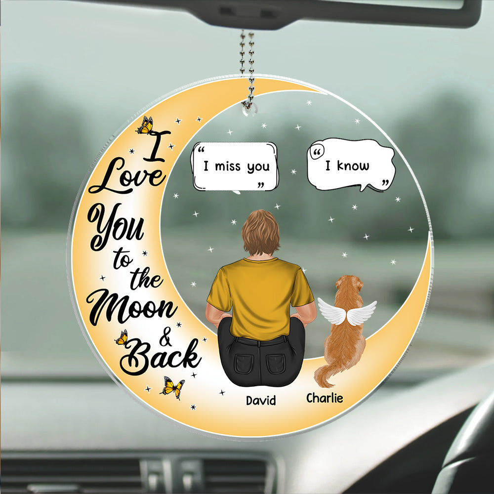 Personalized 'I Love You To The Moon And Back' Acrylic Car Ornament - Ideal Gift