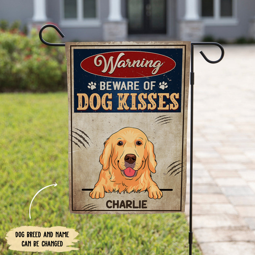 Personalized Dog Kisses Custom Garden Flag - Ideal Gift for Pet Lovers