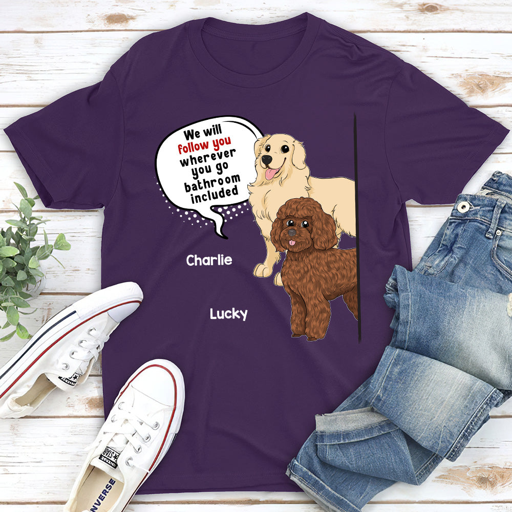 Personalized Custom Dog-Following Unisex T-shirt - Ideal Gift for Pet Lovers