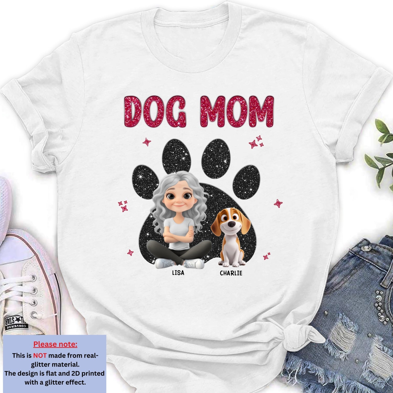 Personalized Custom Dog Mom Black Blink Women's T-Shirt - Ideal Gift for Pet Lovers