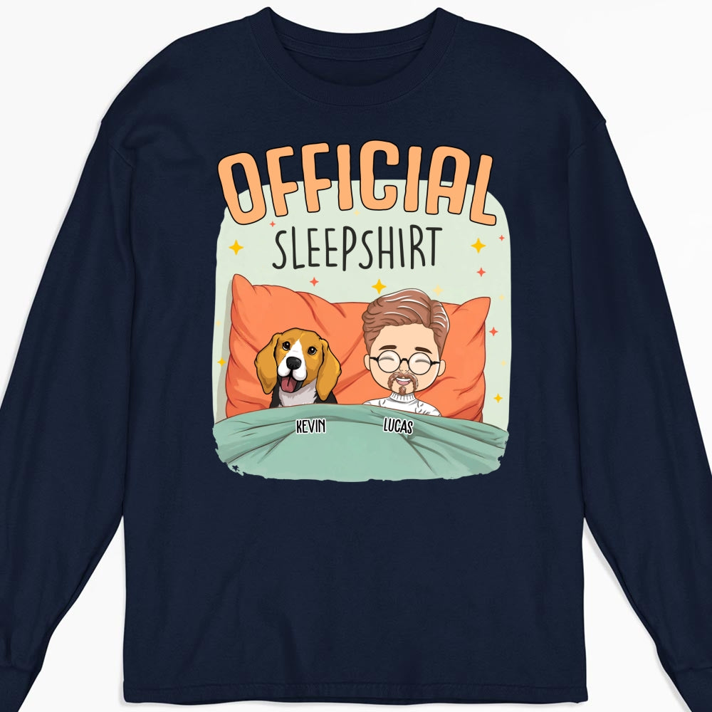 Personalized Custom Long Sleeve T-shirt - Sleep With My Dog Design