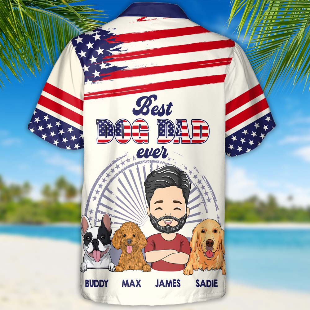Best Dog Dad Ever - Customizable Personalized Hawaiian Shirt for Pet Lovers
