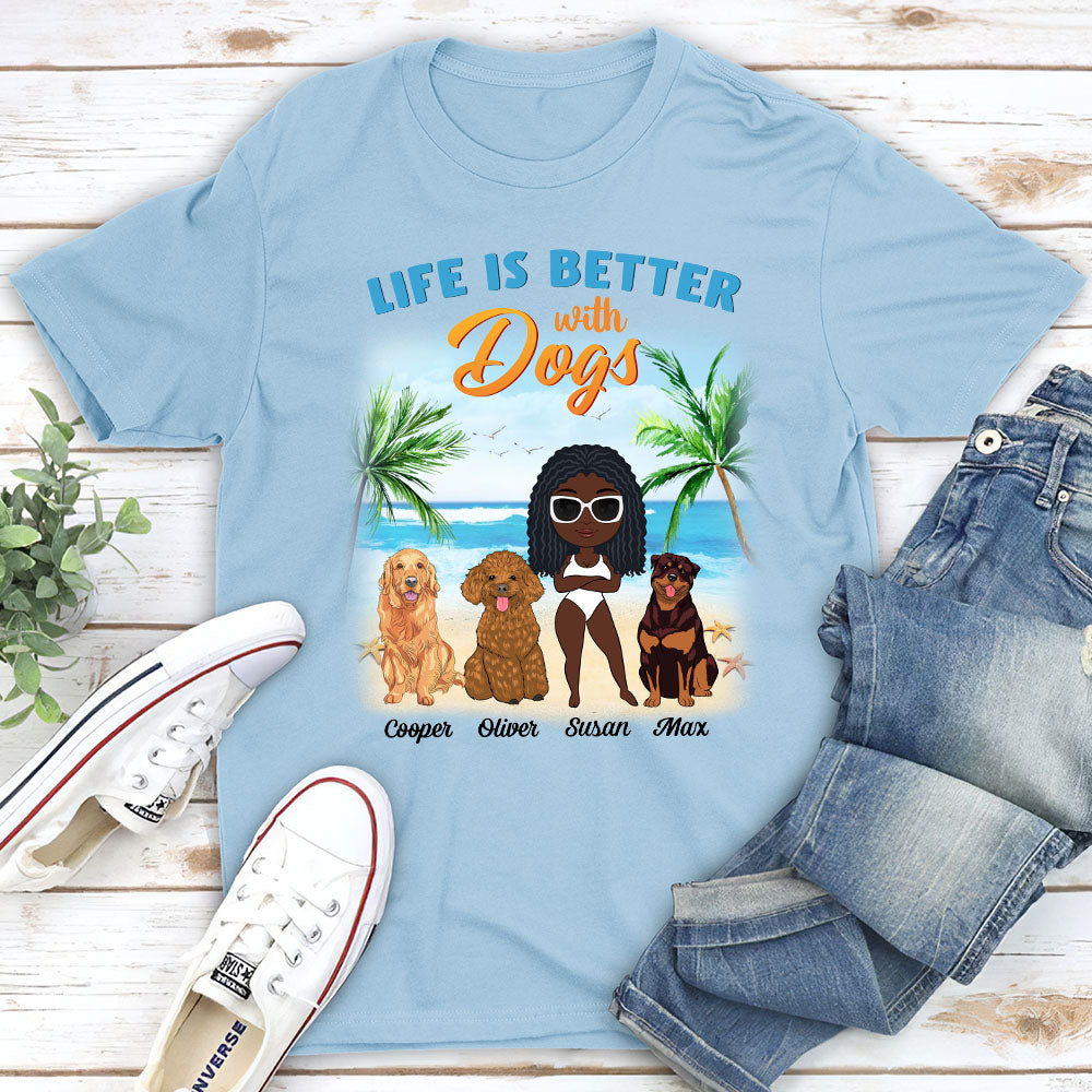Customizable Dog Mom Summer Chibi Unisex T-shirt - Ideal Gift for Pet Lovers