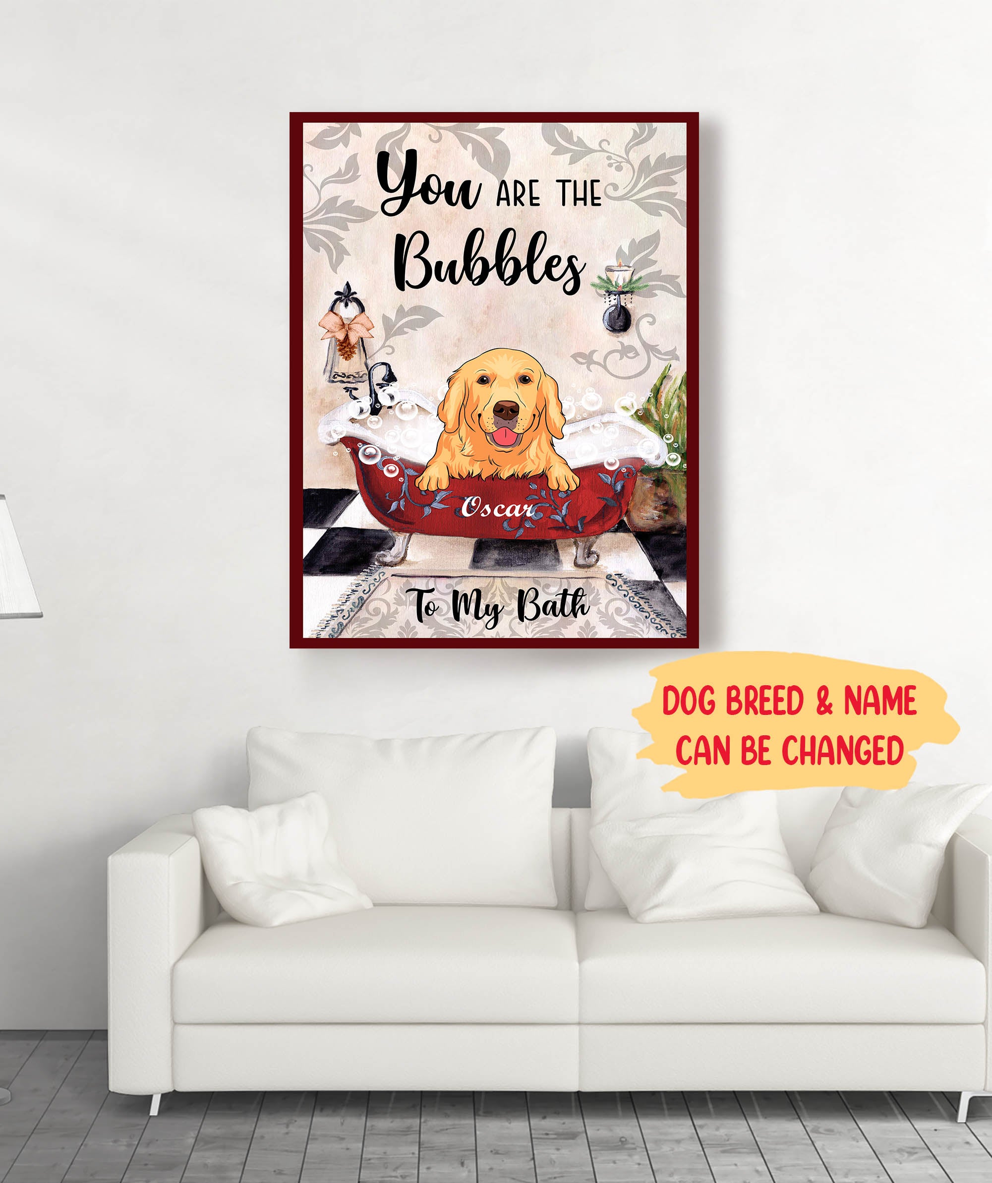Personalized 'You Are The Bubbles To My Bath' Custom Canvas - Ideal Gift for Pet Lovers