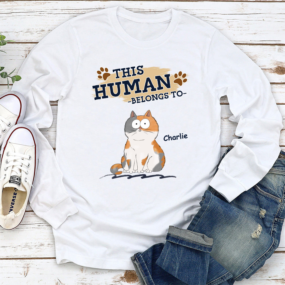 Personalized Custom Long Sleeve Cat Lover T-shirt - Belongs To My Cat