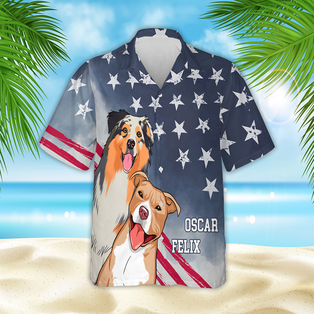 Personalized American Flag Dog Hawaiian Shirt - Ideal Gift for Pet Lovers