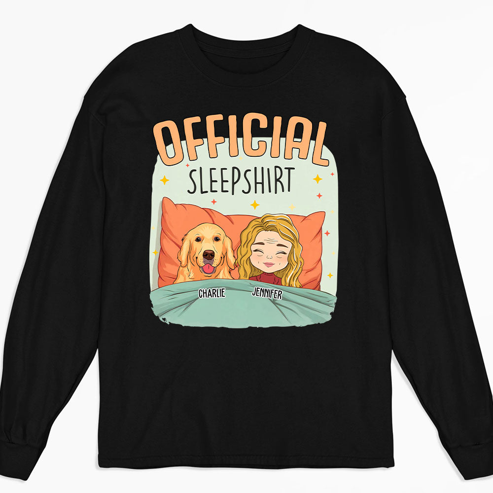 Personalized Custom Long Sleeve T-shirt - Sleep With My Dog Design