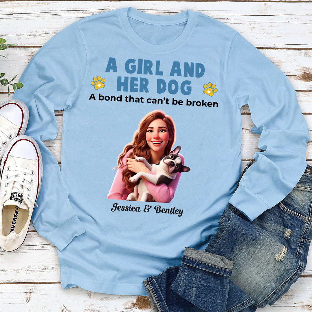Personalized Girl And Her Pups Custom Long Sleeve T-shirt for Pet Lovers