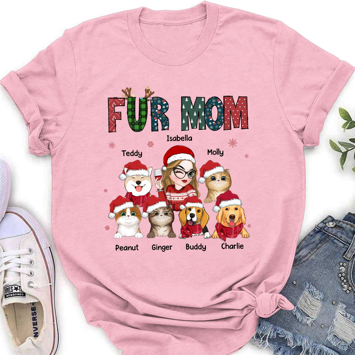 Personalized 'My Lovely Fur Mom' Women's T - shirt: Ideal Gift for Pet Lovers