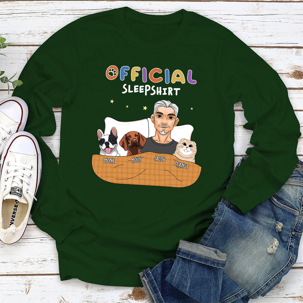 Officially Personalized Custom Long Sleeve Sleeping T-shirt for Pet Lovers