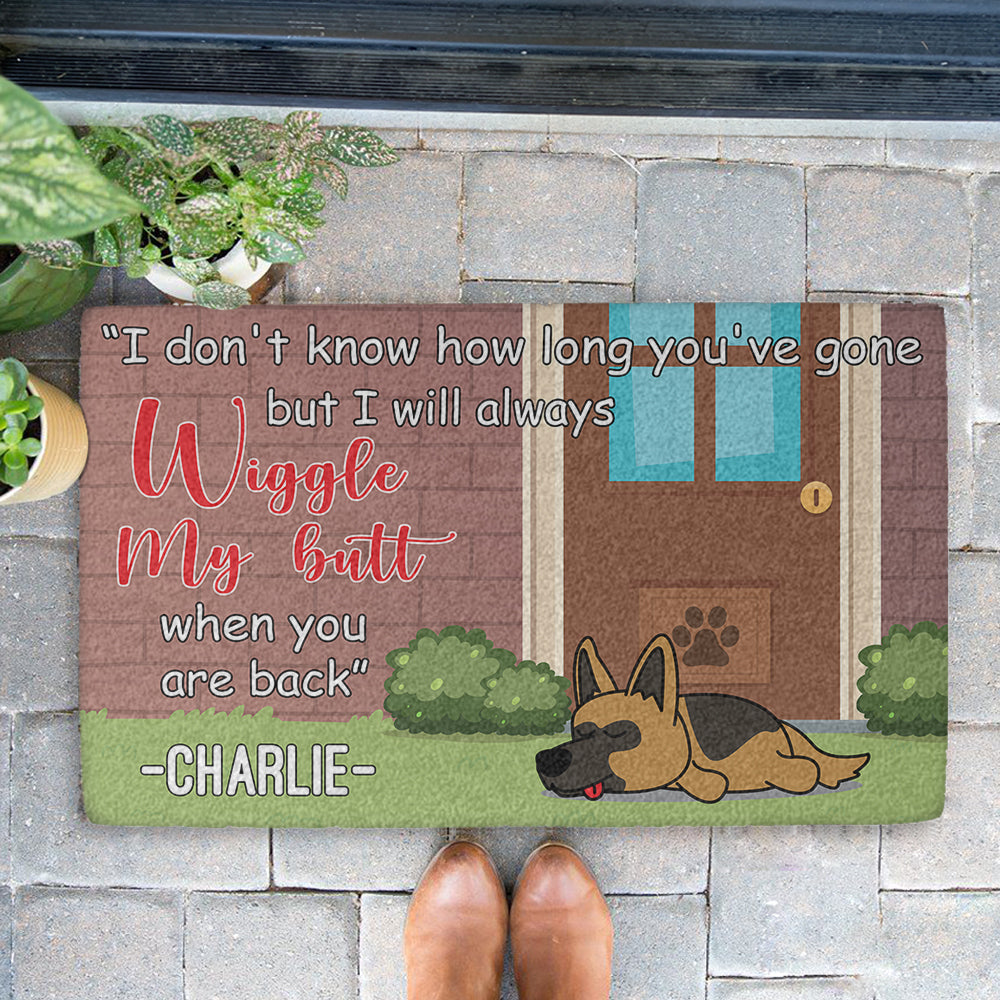 Personalized Dog Picture Doormat - Wiggle My Butt