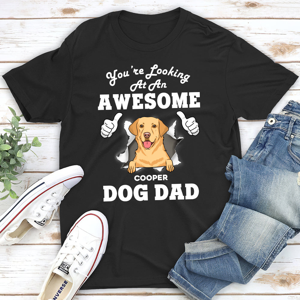 Personalized 'Looking At Dad' Unisex T-shirt - Ideal Gift for Pet Lovers