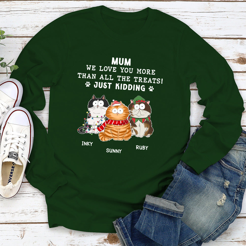 Personalized Custom Long Sleeve Cat Treats T-shirt - Ideal Gift for Cat Lovers