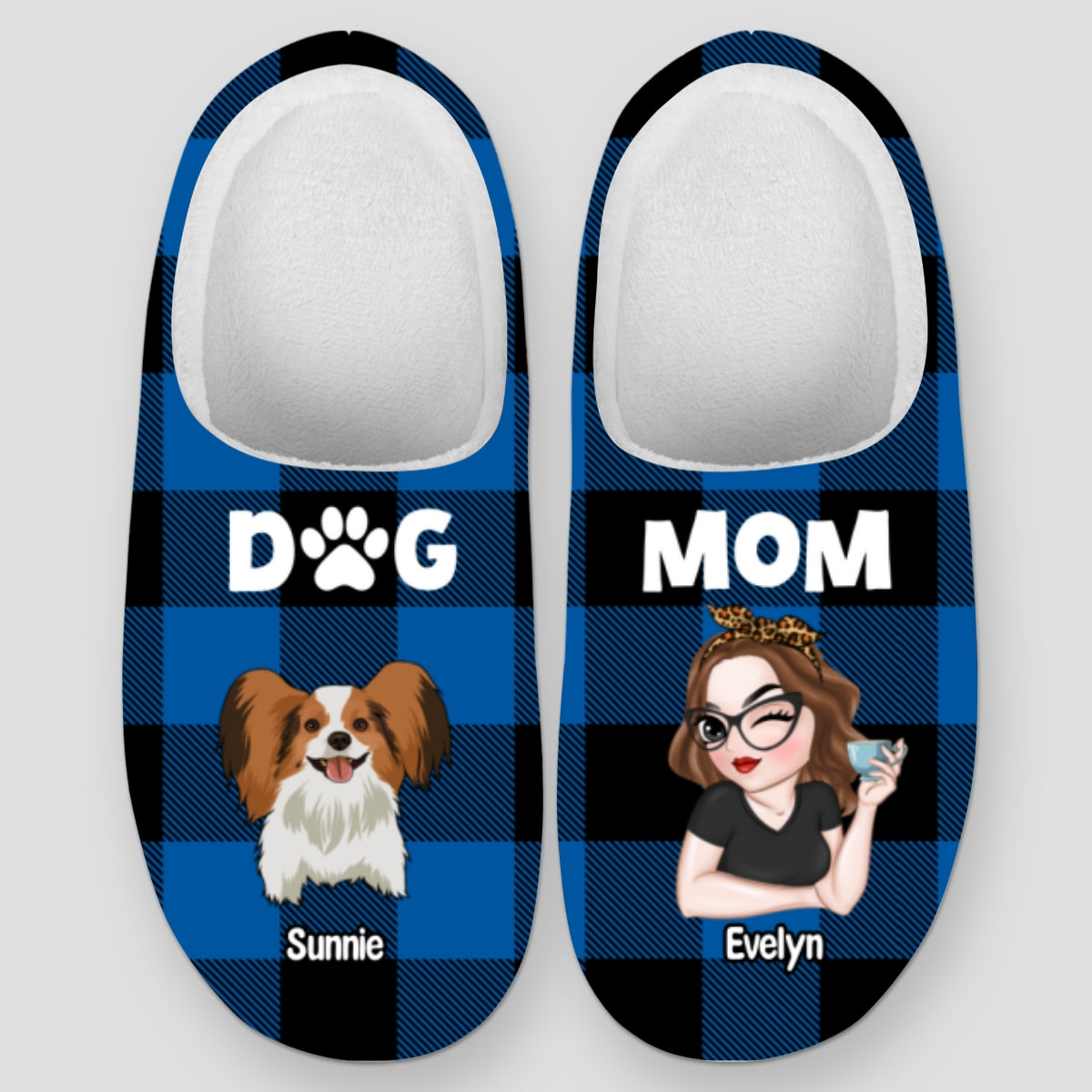 Personalized Custom Dog Mom Plush Slippers - Ideal Gift for Pet Lovers