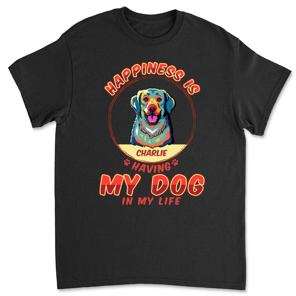 Personalized Pop Art Unisex 'Happiness Is' T-shirt - Ideal Gift for Pet Lovers