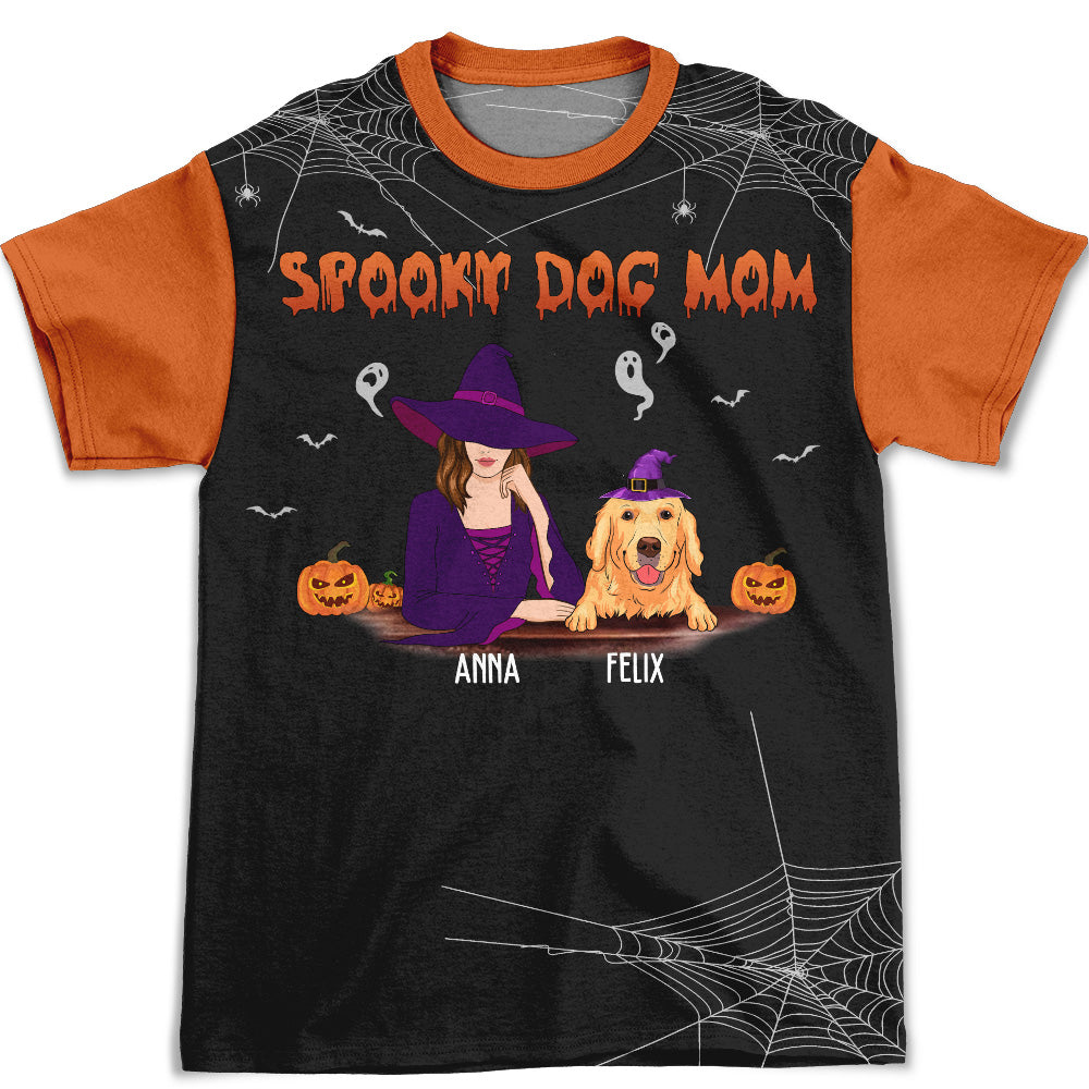 Spooky Personalized All-over-print Dog Mom T-shirt - Ideal Gift