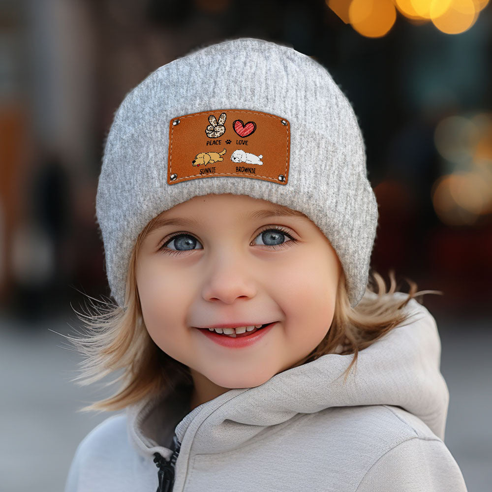 Peace Love Dog - Customizable Personalized Baby Beanie for Fall and Winter