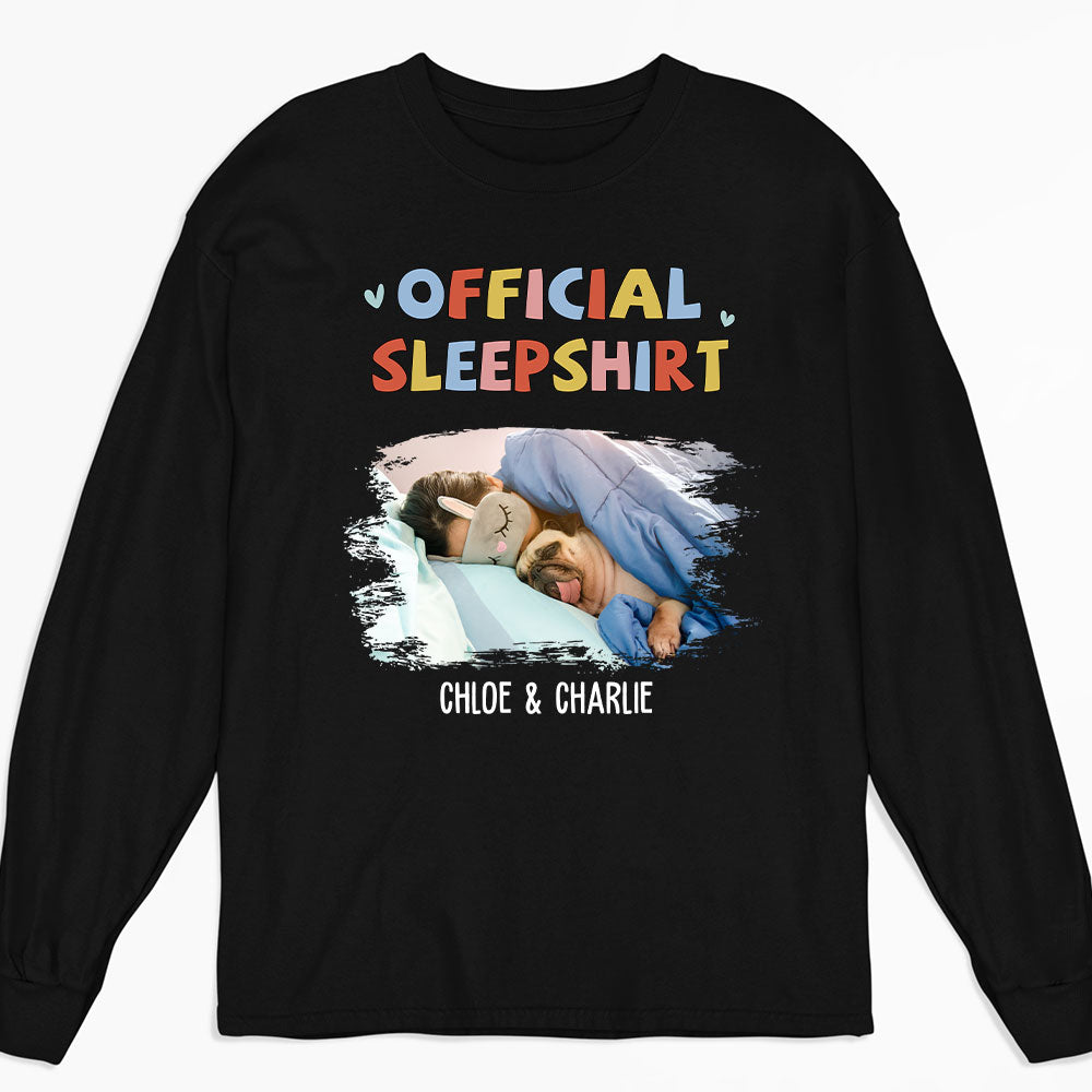 Personalized Custom Long Sleeve Sleeping Pet Sleepshirt Version 2 Photo T-shirt for Pet Lovers