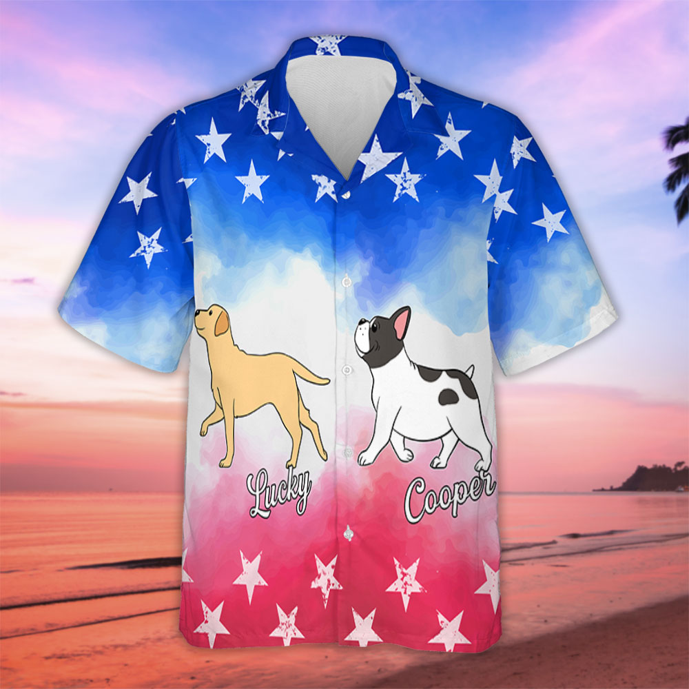 Customizable Red, White & Blue Hawaiian Shirt for Dog Lovers