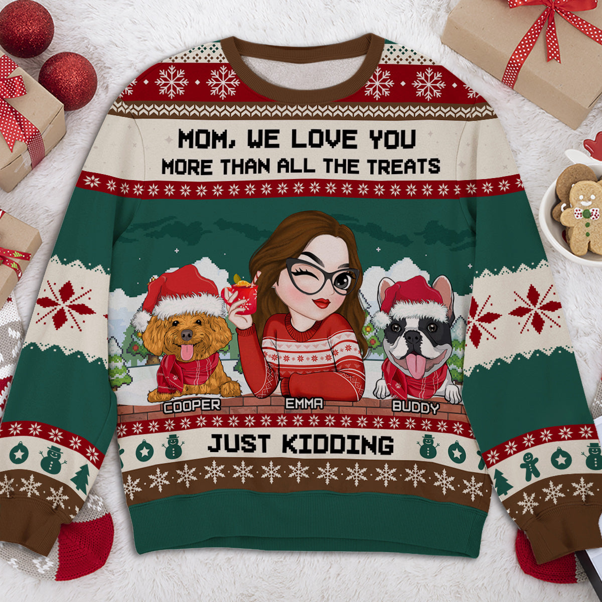 Just Kidding - Customizable All-Over Print Personalized Sweatshirt for Pet Lovers