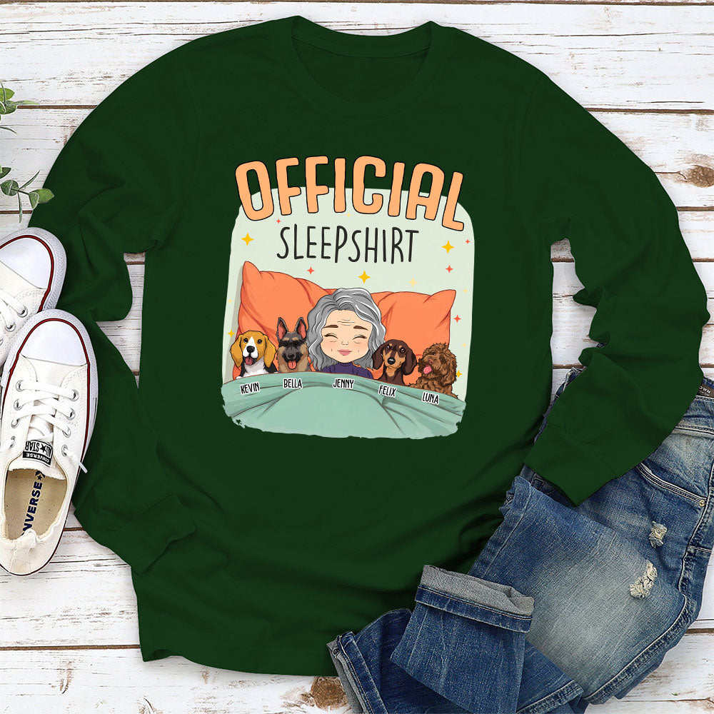 Personalized Custom Long Sleeve T-shirt - Sleep With My Dog Design