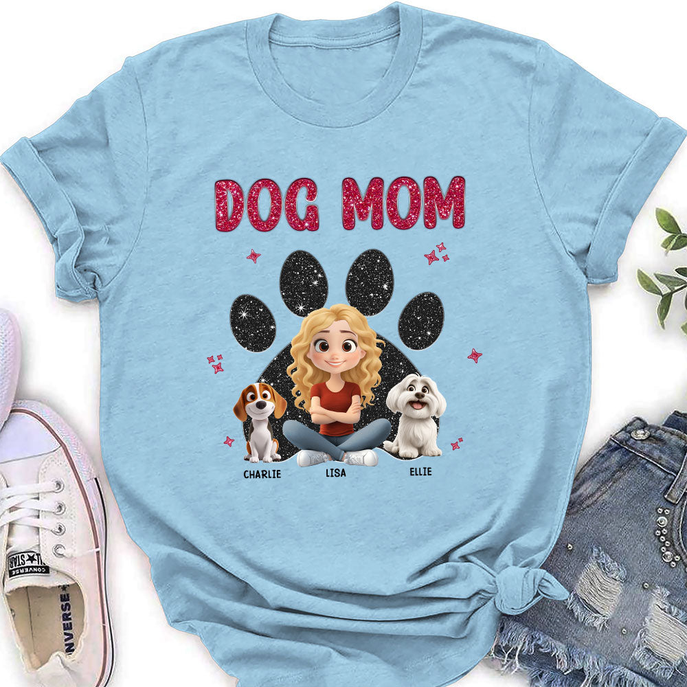 Personalized Custom Dog Mom Black Blink Women's T-Shirt - Ideal Gift for Pet Lovers